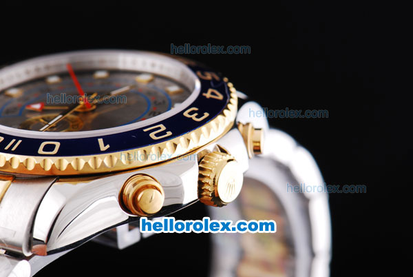 Rolex Yacht-Master II Oyster Perpetual Swiss ETA 2813 Automatic Two Tone ETA Case with Blue Bezel and Grey Dial - Click Image to Close